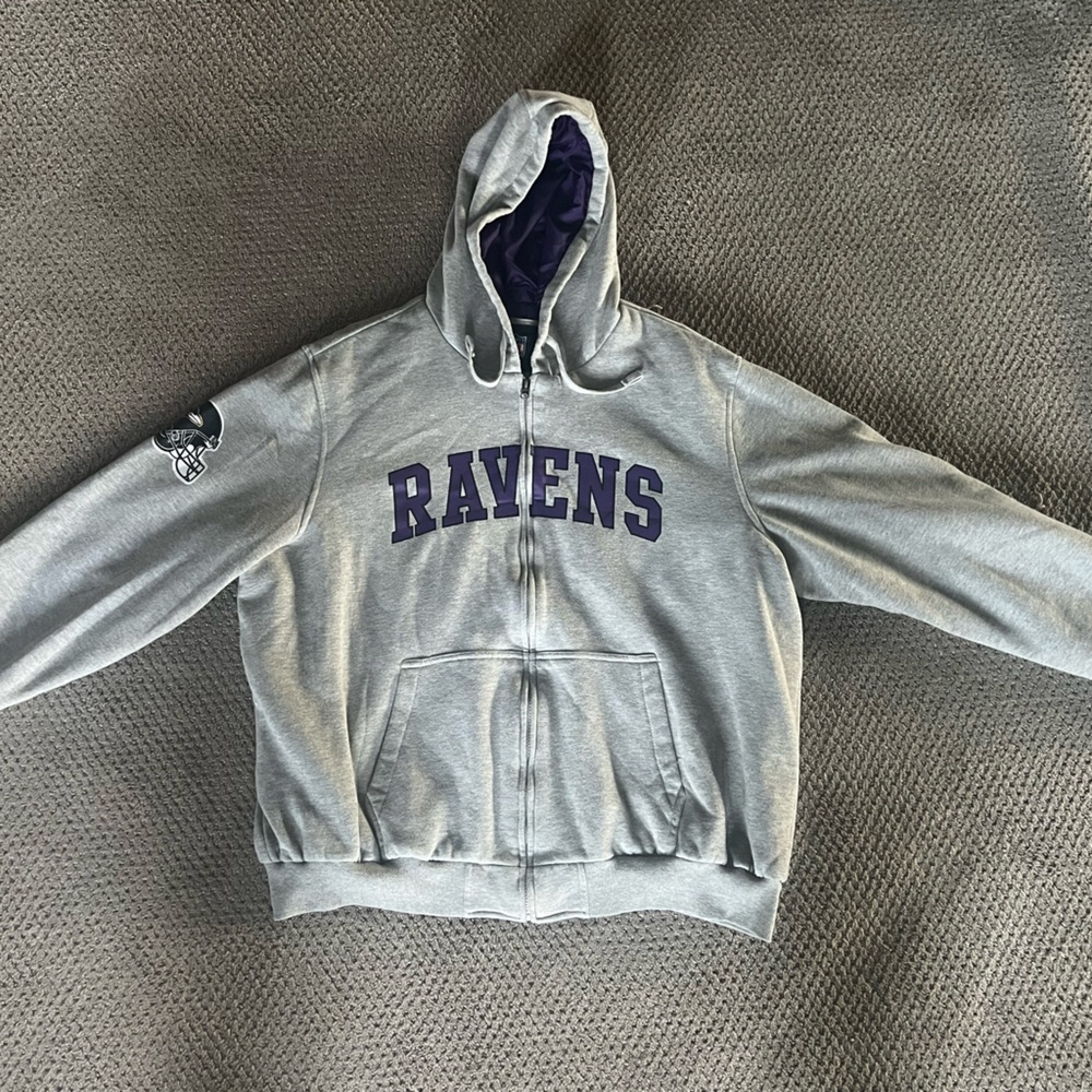 NFL Ravens Gray Zip-Up Hoodie